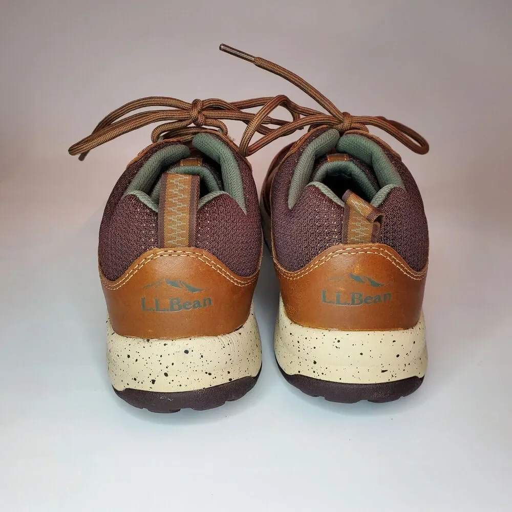 LL Bean Womens 9 M Brown Leather Mesh Trail Walking Shoes 503165 Speckled Midsol